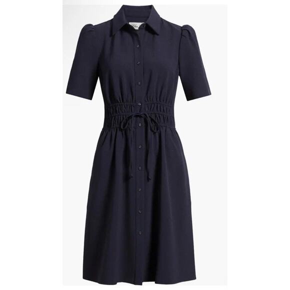 Eliza J Puff Sleeve Shirtdress Navy Blue Sz 6 NWT - Picture 10 of 16